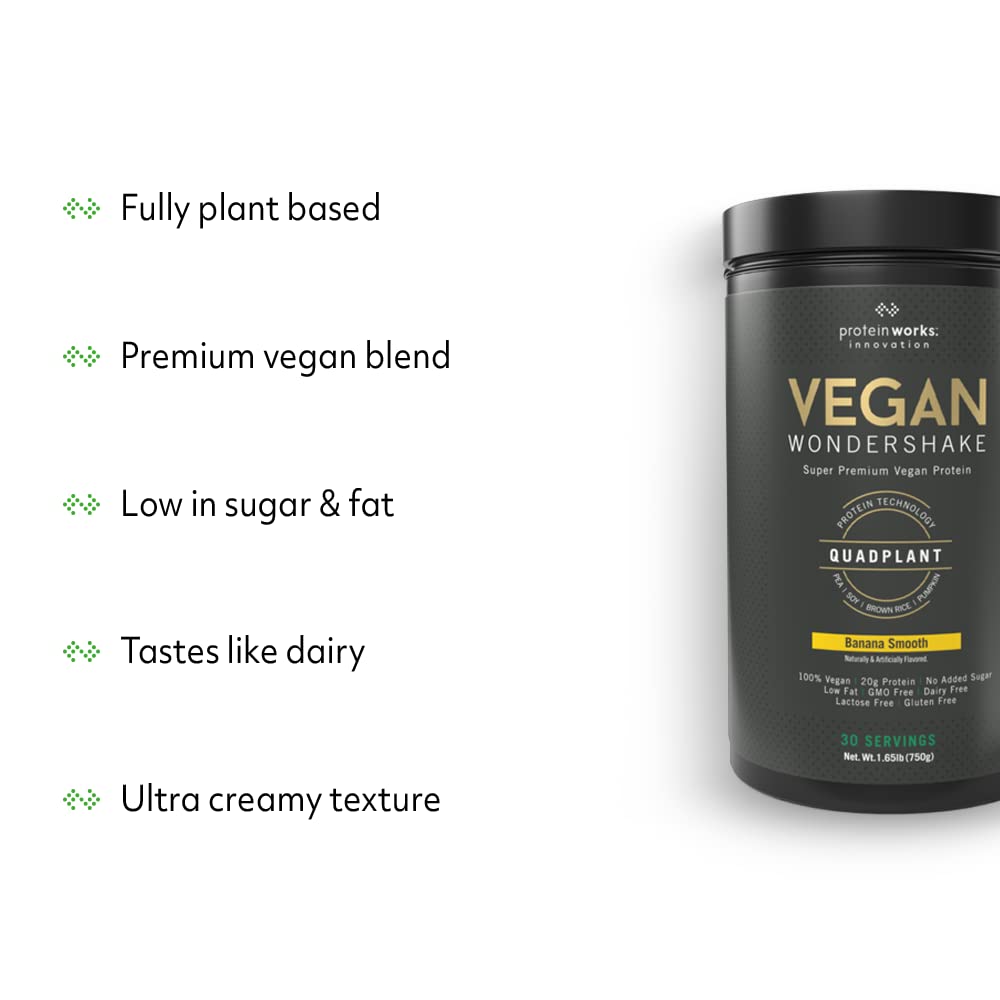 Protein Works - Vegan Wondershake | Vegan Protein Shake | Super Smooth, Amazing Taste | 21g Plant Based Protein | Premium Vegan Blend | Low Calorie | 30 Servings | Vanilla Crème