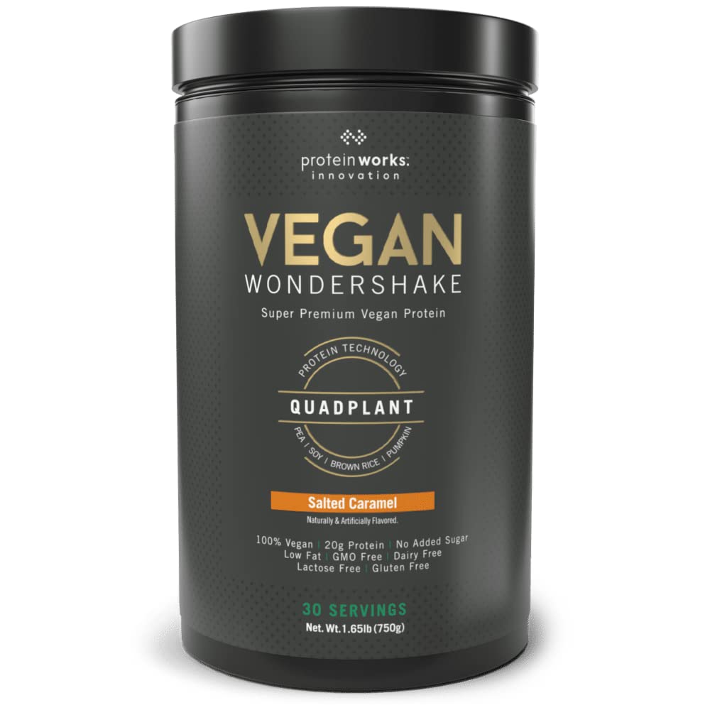 Protein Works - Vegan Wondershake | Vegan Protein Shake | Super Smooth, Amazing Taste | | 21g Plant Based Protein | Premium Vegan Blend | Low Calorie | 30 Servings | Salted Caramel