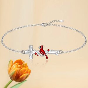 Cross Red Cardinal Bracelet for Women Memorial Cardinal Appear When Angels Are Near Cardinal Bracelets Cute Bird Sympathy Jewelry Gifts for Loss of Loved One