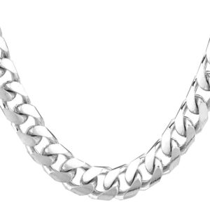 The Diamond Deal Silver 6.3mm Miami Cuban Chain with Box Lock, Rhodium Chain, Unisex (8.5 IN And 6.3 MM)