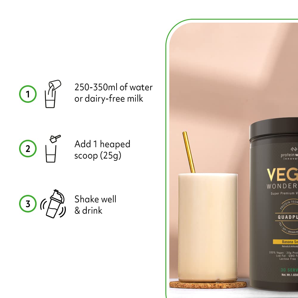 Protein Works - Vegan Wondershake | Vegan Protein Shake | Super Smooth, Amazing Taste | 21g Plant Based Protein | Premium Vegan Blend | Low Calorie | 30 Servings | Vanilla Crème