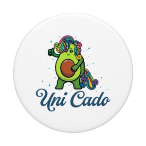 Uni Cado, Cute Avocado, Funny Unicorn, Guacamole, Vegan PopSockets Swappable PopGrip