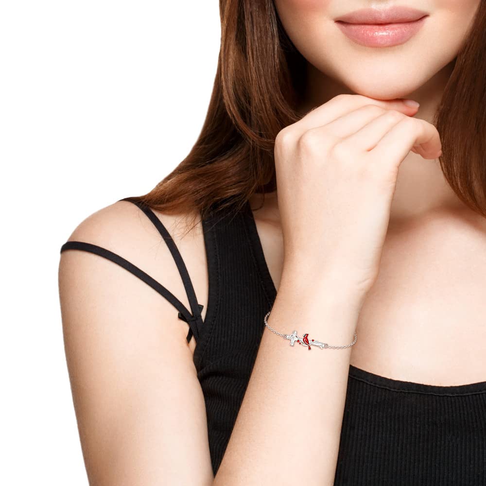 Cross Red Cardinal Bracelet for Women Memorial Cardinal Appear When Angels Are Near Cardinal Bracelets Cute Bird Sympathy Jewelry Gifts for Loss of Loved One