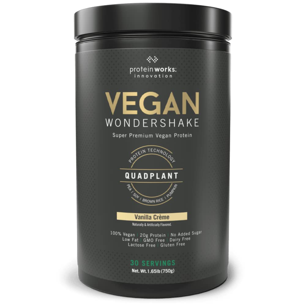 Protein Works - Vegan Wondershake | Vegan Protein Shake | Super Smooth, Amazing Taste | 21g Plant Based Protein | Premium Vegan Blend | Low Calorie | 30 Servings | Vanilla Crème