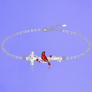 Cross Red Cardinal Bracelet for Women Memorial Cardinal Appear When Angels Are Near Cardinal Bracelets Cute Bird Sympathy Jewelry Gifts for Loss of Loved One