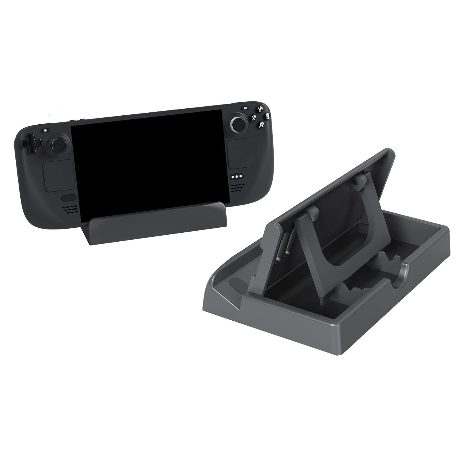 Ngaantyun Stand Base for Valve Steam Deck Dock Accessories PC Console Game Handheld Gaming Holder Mount Bracket Black (3-Level Adjustable Angel)