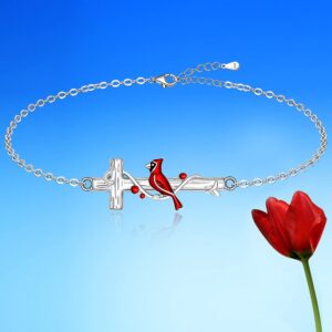 Cross Red Cardinal Bracelet for Women Memorial Cardinal Appear When Angels Are Near Cardinal Bracelets Cute Bird Sympathy Jewelry Gifts for Loss of Loved One