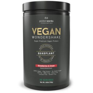 protein works - vegan wondershake | vegan protein shake | super smooth, amazing taste | 30 servings | strawberries & cream