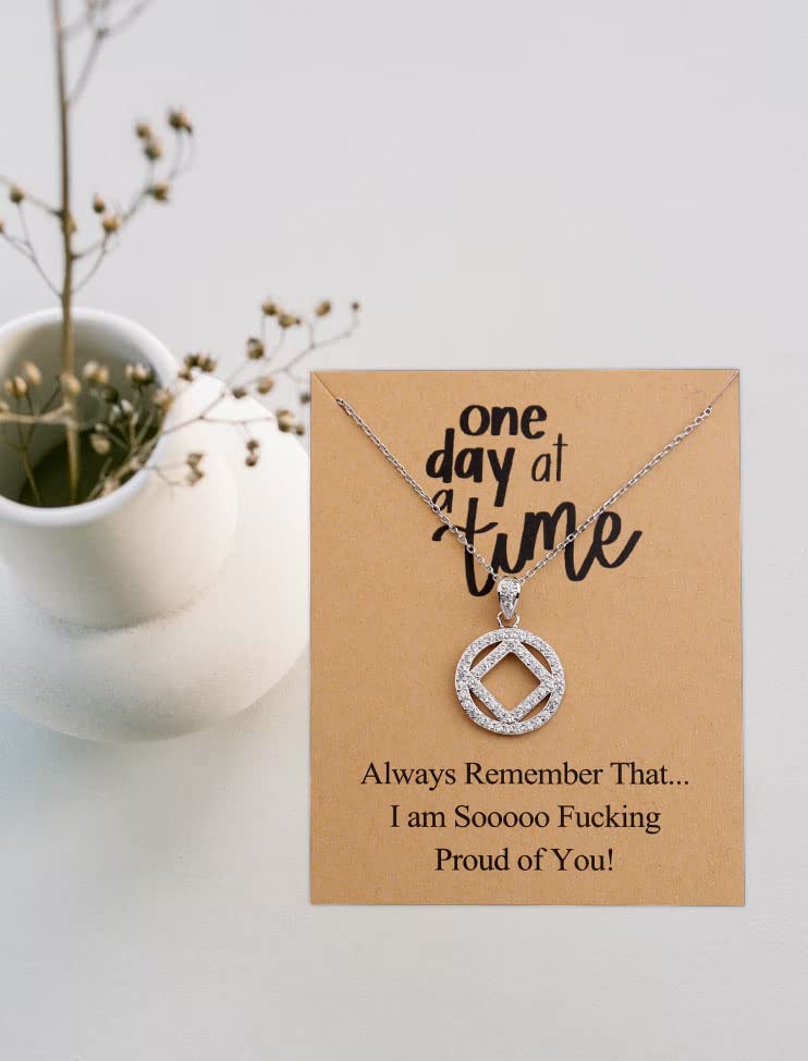 TIIMG Sobriety Gift One Day At A Time Addiction Recovery Inspirational Jewelry Gifts (one day at a time NA)