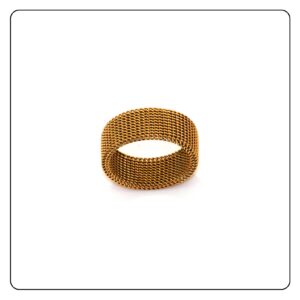 Fusamk Fashion 18K Gold tainless Steel Mesh Band Ring(Gold(9))