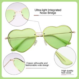 Przene Green Heart Sunglasses For Women Metal Frame Fashion Lovely Sunglasses 100% UV Protection. (Standard, Green)