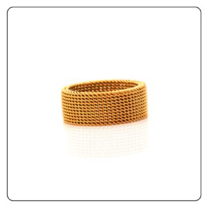 Fusamk Fashion 18K Gold tainless Steel Mesh Band Ring(Gold(9))