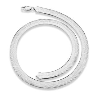 The Diamond Deal REAL 925 Sterling Silver 5.4mm Herringbone Chain with Lobster Clasp, Flat Chain, Unisex (18 IN And 5.4 MM)