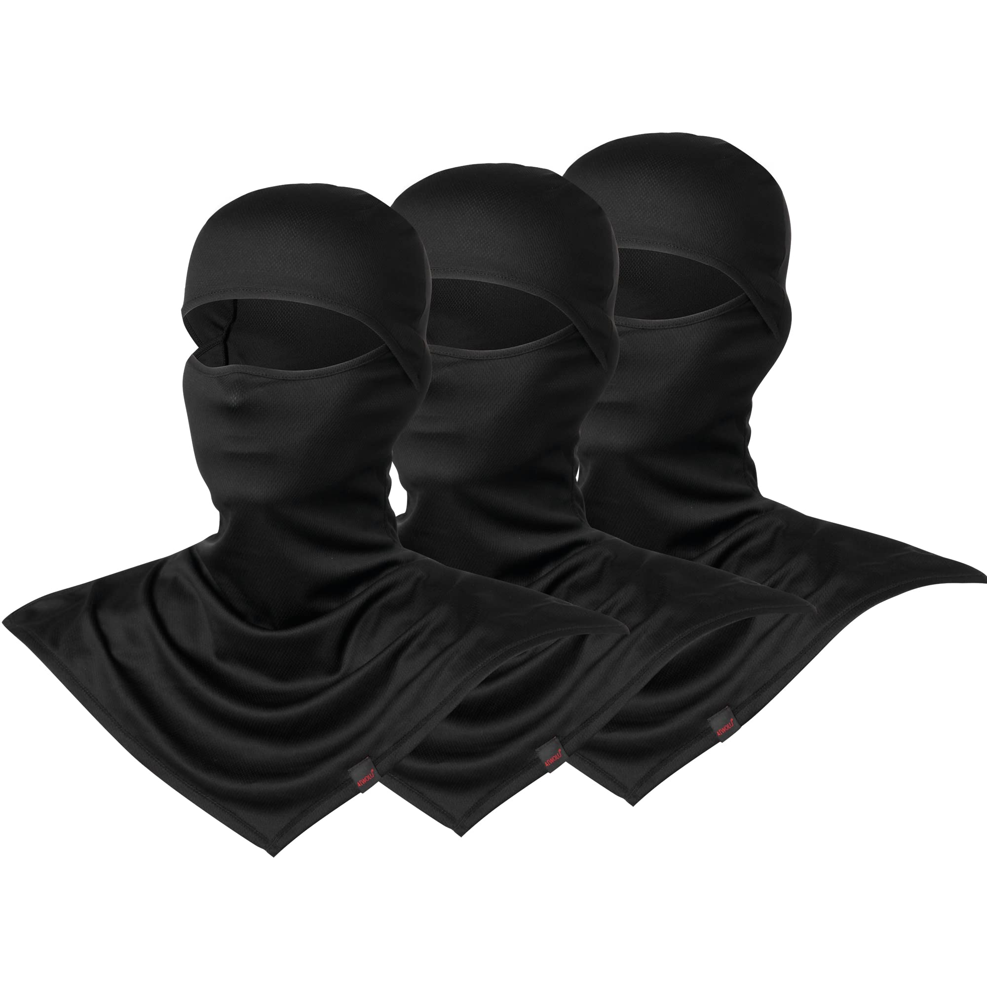 Balaclava Face Mask for Sun Protection Breathable Long Neck Covers for Men (Black+Black+Black)