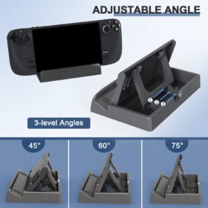 Ngaantyun Stand Base for Valve Steam Deck Dock Accessories PC Console Game Handheld Gaming Holder Mount Bracket Black (3-Level Adjustable Angel)