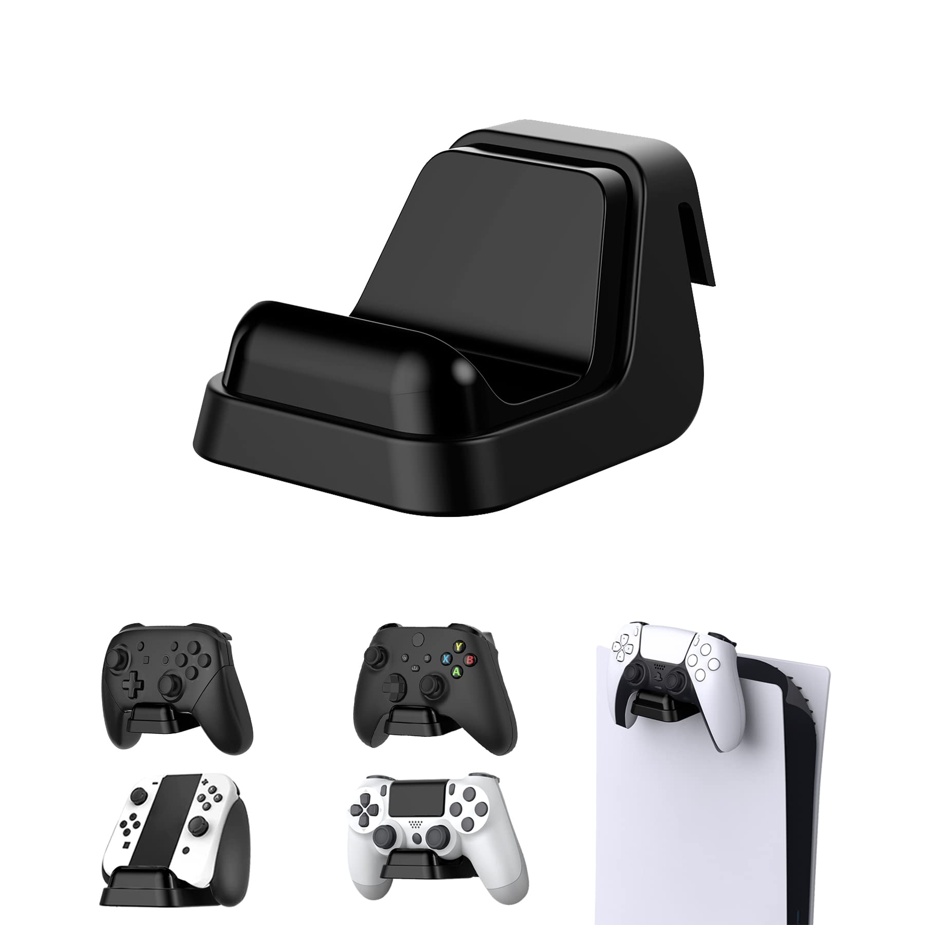 PlayVital Universal Game Controller Wall Mount for ps5 & Headset, Wall Stand for Xbox Series Controller, Wall Holder for Nintendo Switch Pro Controller, Dedicated Console Hanger Mode for ps5 - Black