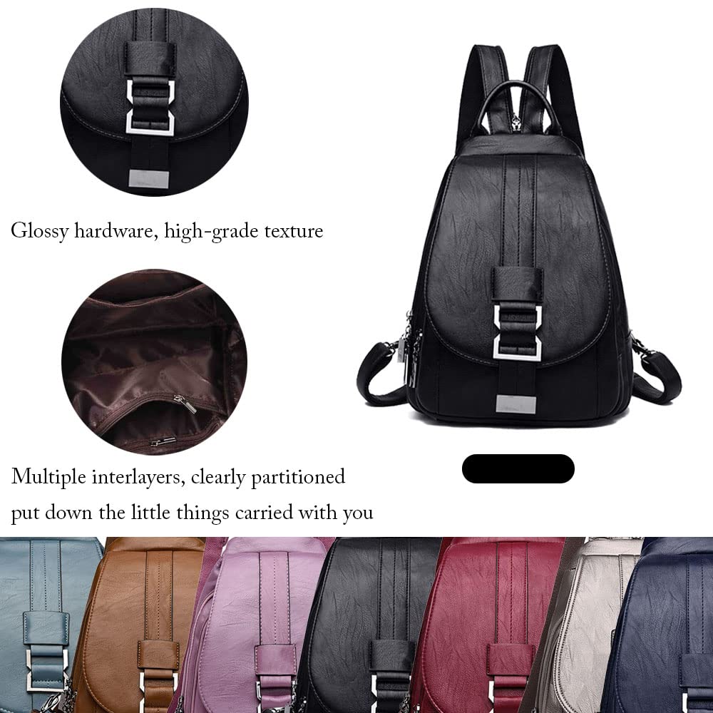 JishinGal Mini Backpack Purse For Women With Reinforced Straps Multipurpose Design Casual Daily Travel Flap Backpack Purse Handbags Leather Daypack