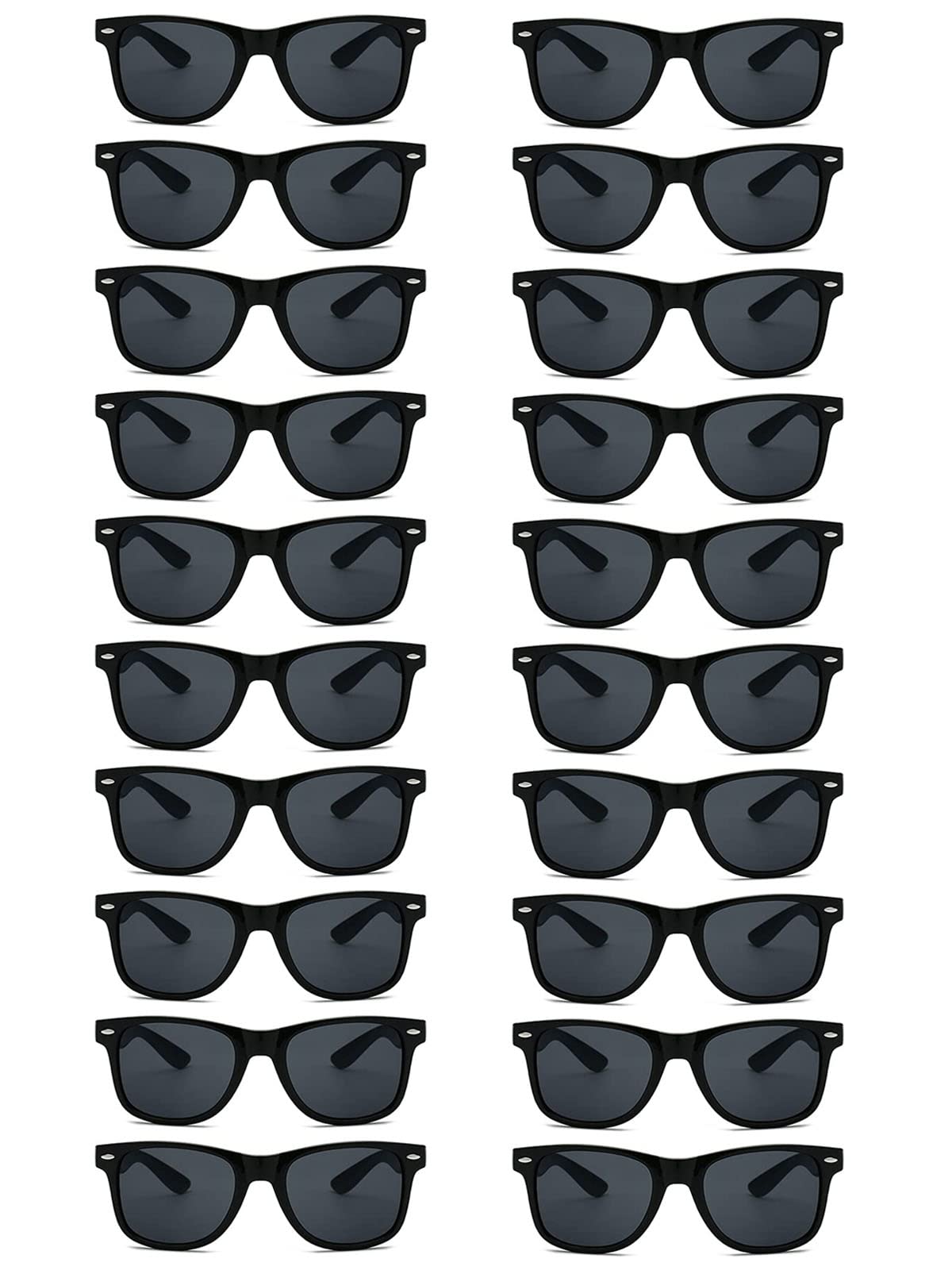 QYVEWY 20 Pairs Wholesale Sunglasses for Men Women in Bulk Retro 70s 90s Adult Cheap Glasses for Party Supplies (Black)