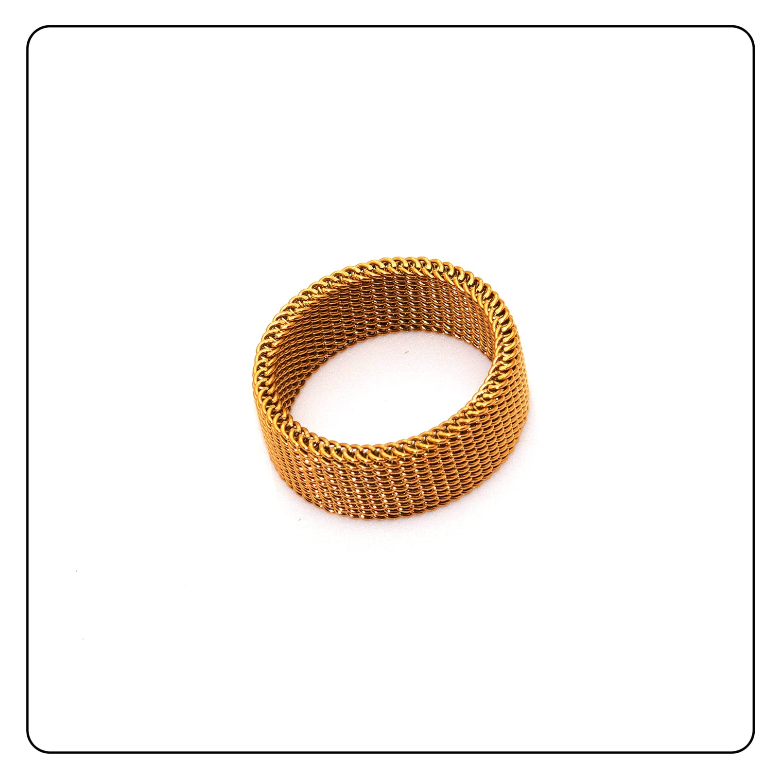 Fusamk Fashion 18K Gold tainless Steel Mesh Band Ring(Gold(9))