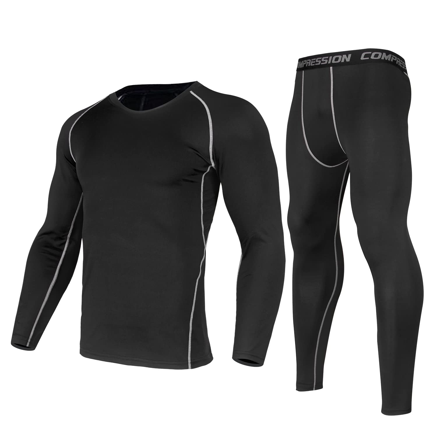 Workout Set Compression Shirt Pants Top Long Sleeve Sports Tight Base Layer Quick Dry & Moisture-Wicking