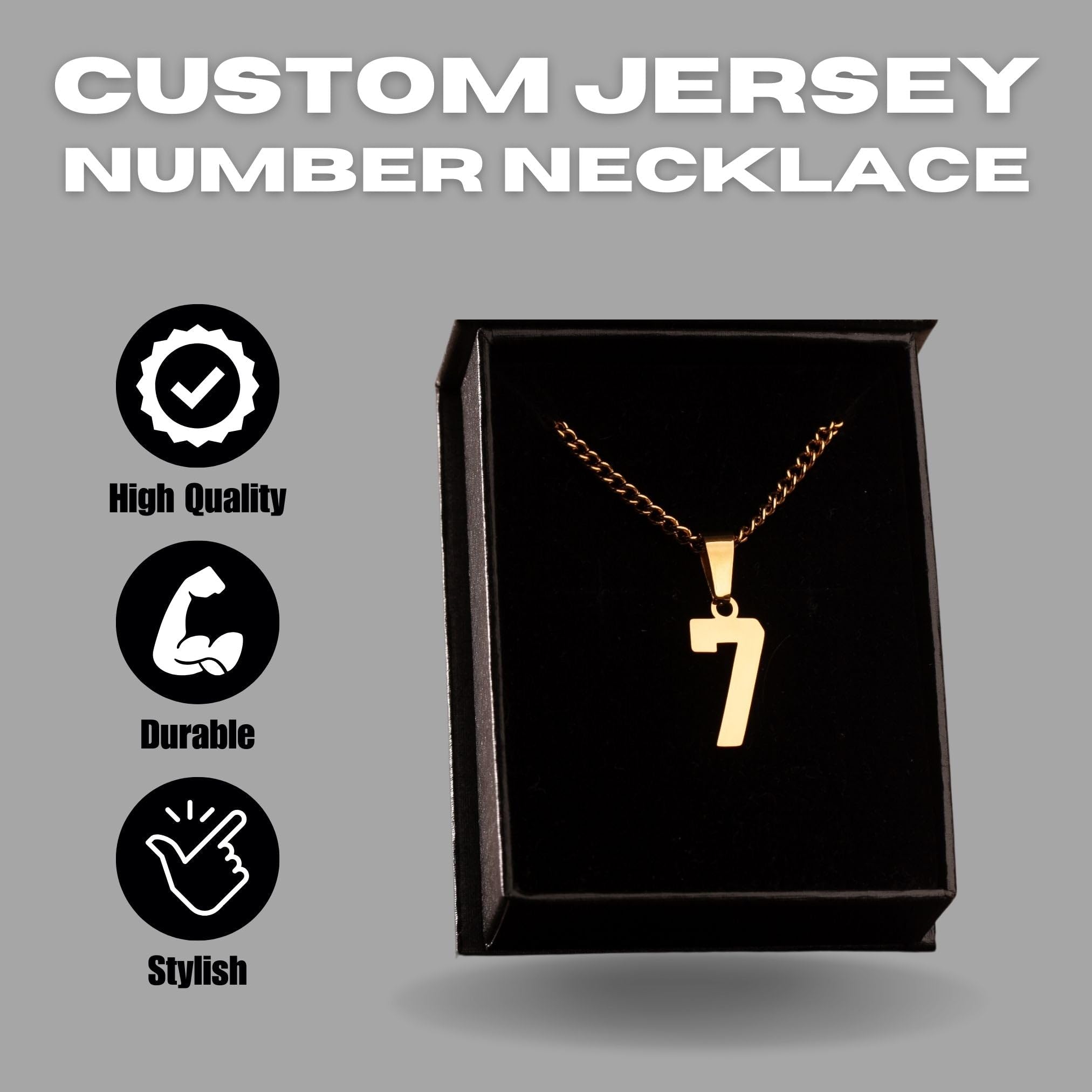 Gold Number Necklace - Jersey Number Pendant for Athletes - Sports Jewelry (7)