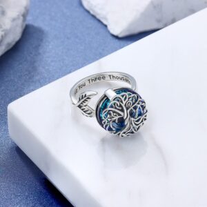 Mothers Day Gift Tree of Life Jewelry S925 Sterling Silver Spinner Fidget Rings for Anxiety Worry Relieving Boredom ADHD Autism Band for Women Tree of Life Rings