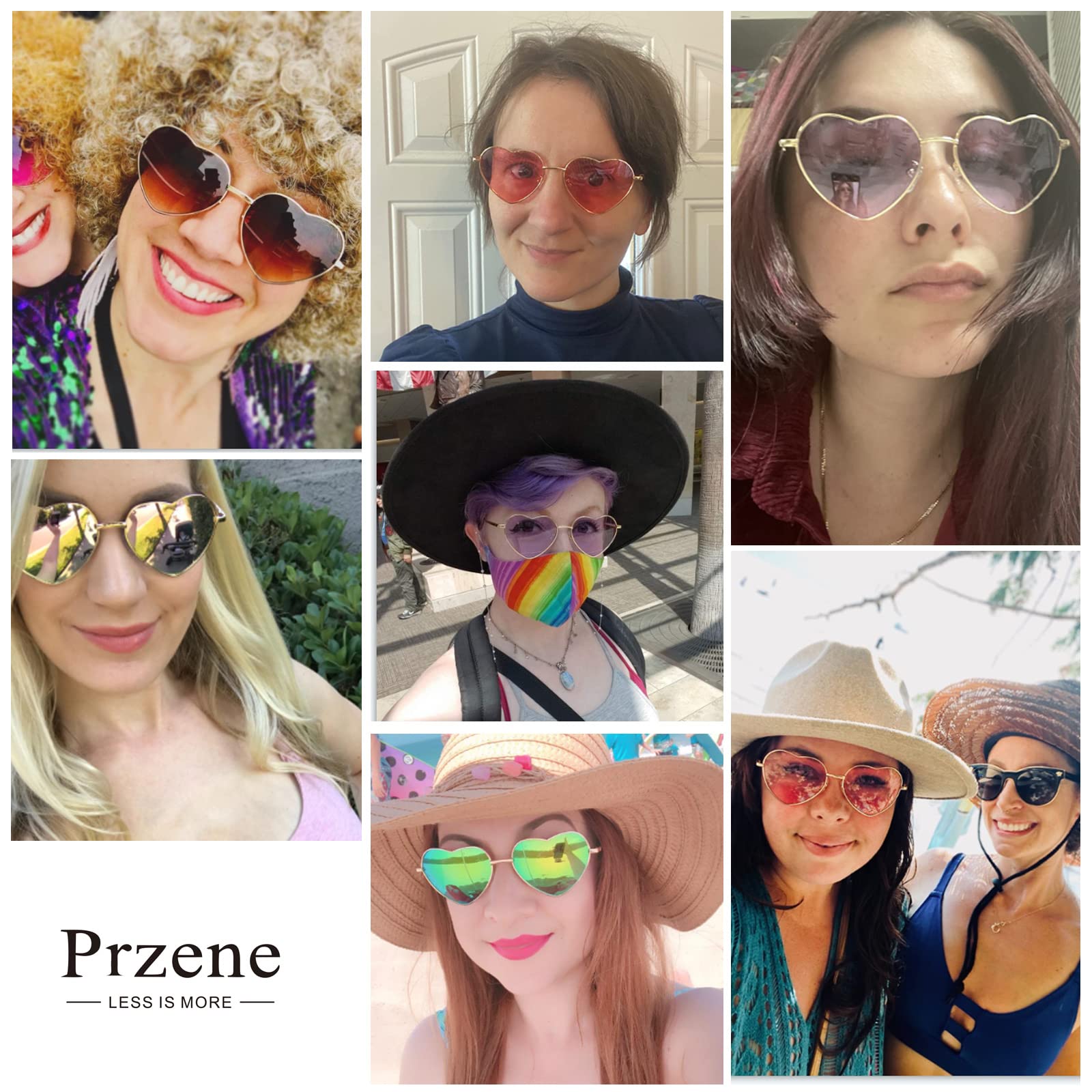 Przene Green Heart Sunglasses For Women Metal Frame Fashion Lovely Sunglasses 100% UV Protection. (Standard, Green)