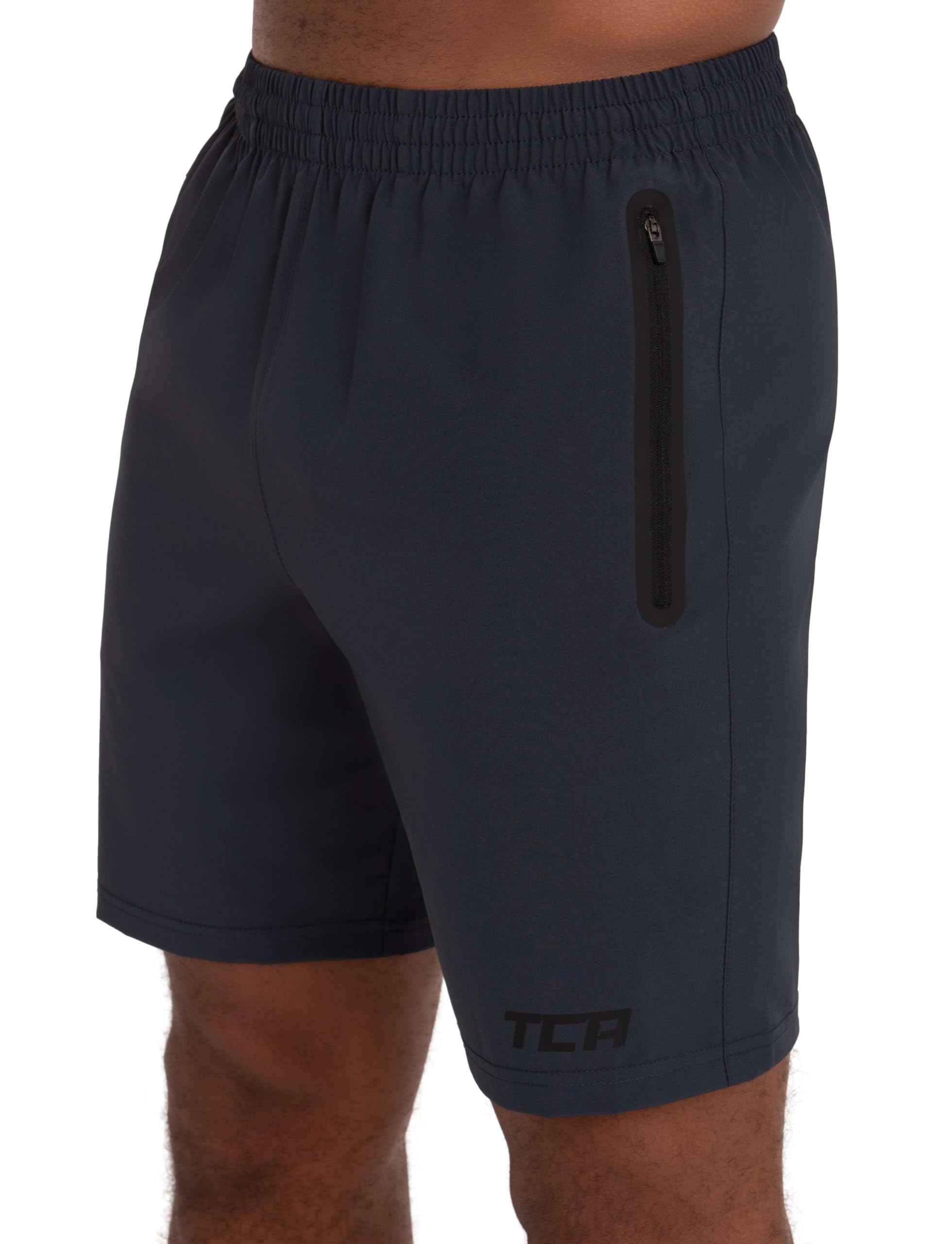 TCA Elite Tech Gym Shorts Men Athletic Shorts Workout Running Shorts for Men with Zip Pockets - Smoke Gray, Medium