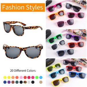 QYVEWY 20 Pairs Wholesale Sunglasses for Men Women in Bulk Retro 70s 90s Adult Cheap Glasses for Party Supplies (Black)