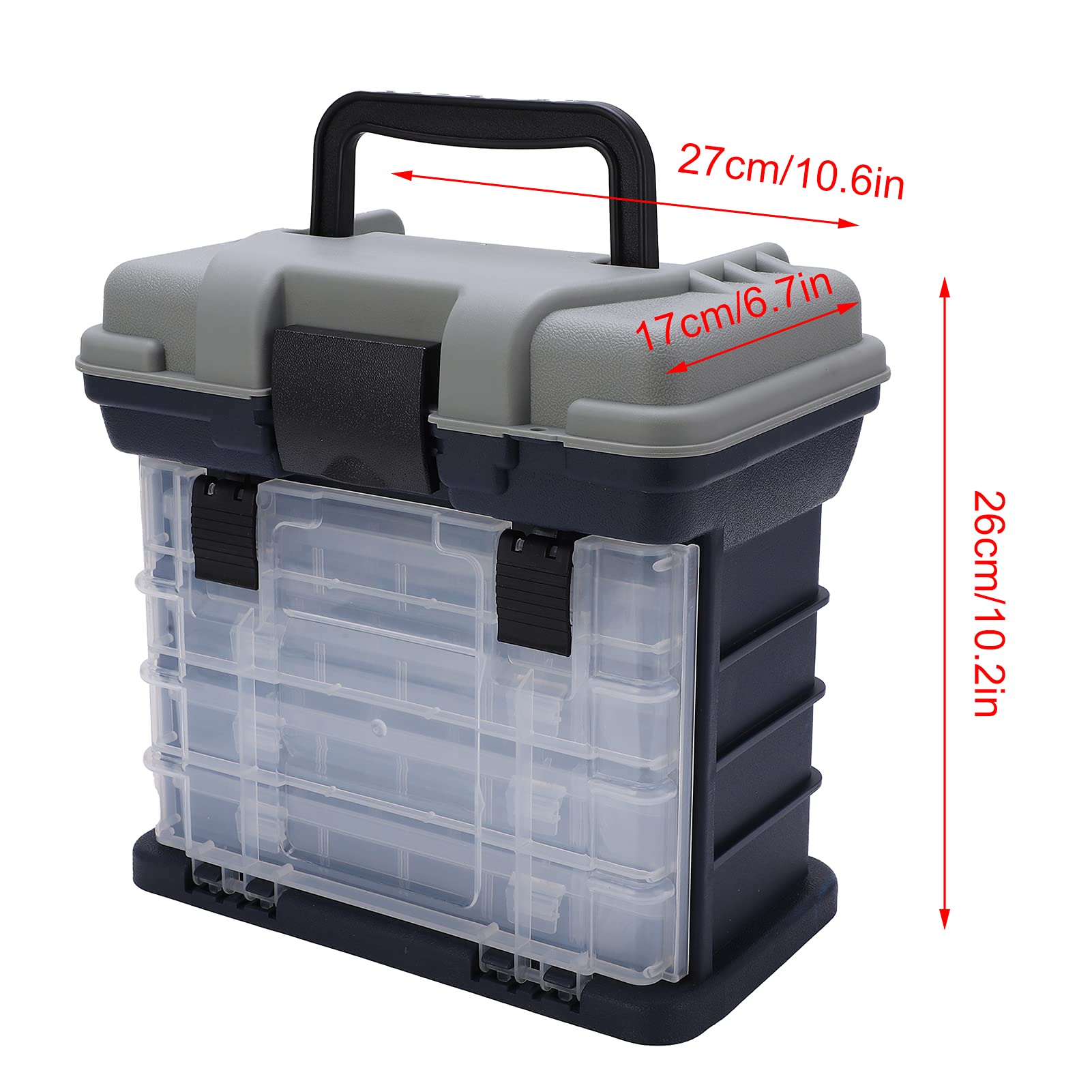 Alvinlite Fishing Tackle Box with Portable 4 Layers Box, Fishing Accessory Box Case Portable Fishing Case for Storing Fishing Accessories