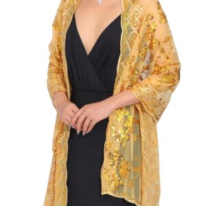 EASEDAILY Women's 1920s Shawls and Wraps for Evening Party Dress Sparkling Sequin Deco Wedding Scarf for Bride