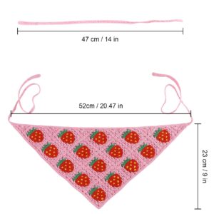 AWAYTR Crochet Bandana Head Kerchief Hair Scarf 2Pcs Knitted Scarves Tie Bcak Floral Headwrap for Women Girls (Strawberry Mushroom (pink+beige))