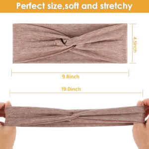 HAUCA Wide Headbands for Women 4pcs, 4.5 inch Soft Cotton Skincare Head Bands for Women's Hair Non Slip, Hair Bands for Makeup Face Washing Yoya Workout Running