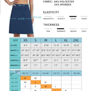 MakyeAme Women's 20" Knee Length Golf Skorts Skirts Casual Athletic Tennis Modest Skirts High Waist with Pockets UPF50+, Dark Grey XL