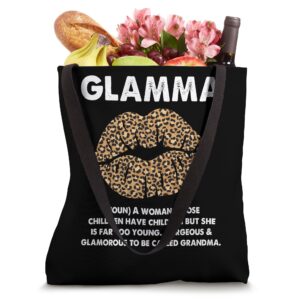 Glamma Mothers Day Leopard Print Lips Grandma Grandmother Tote Bag