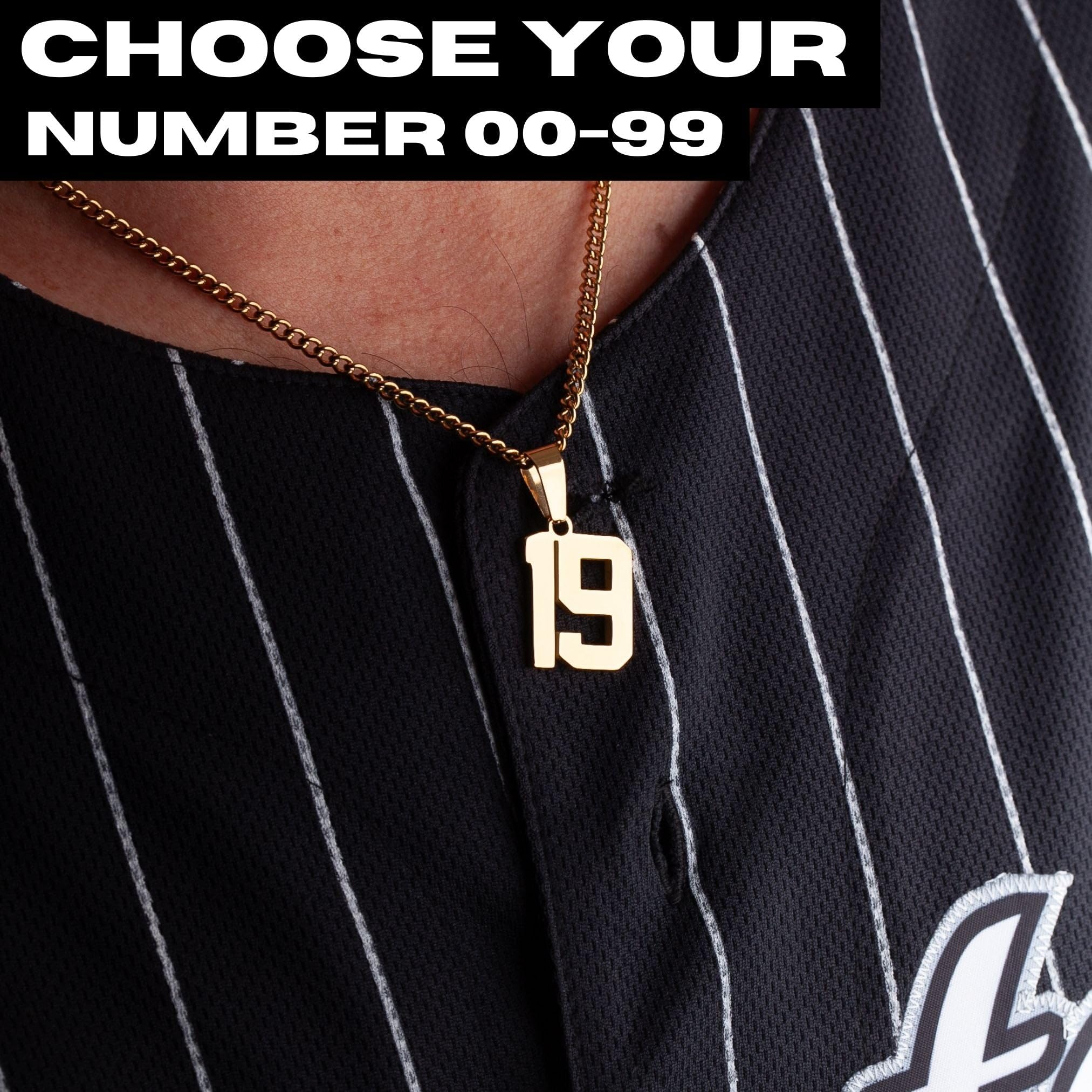 Gold Number Necklace - Jersey Number Pendant for Athletes - Sports Jewelry (7)