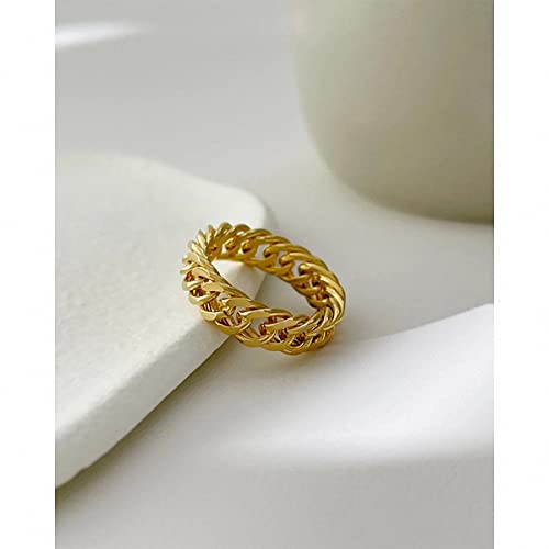 Jana Winkle 6mm Minimalist 18K Gold Stainless Steel Rings Women Link Chain Ring Finger Rings