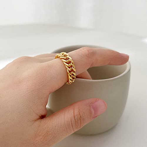 Jana Winkle 6mm Minimalist 18K Gold Stainless Steel Rings Women Link Chain Ring Finger Rings