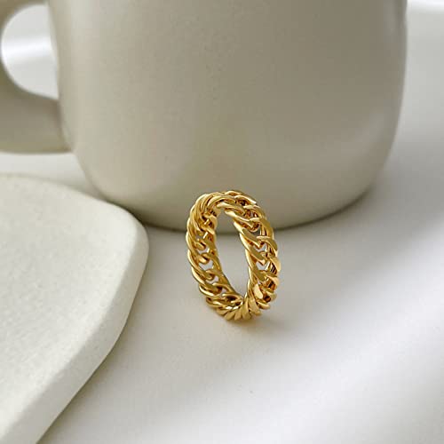 Jana Winkle 6mm Minimalist 18K Gold Stainless Steel Rings Women Link Chain Ring Finger Rings