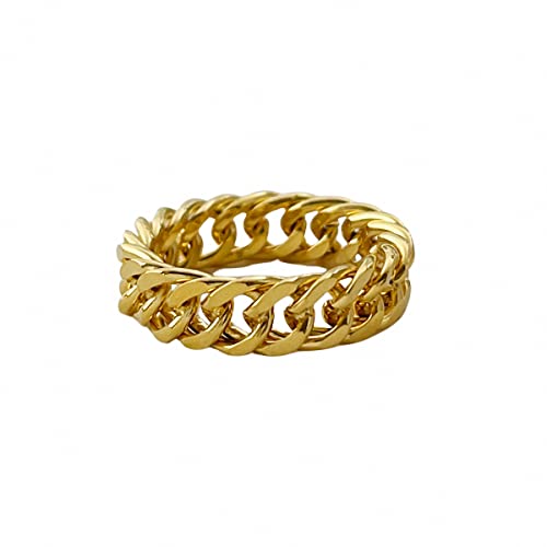 Jana Winkle 6mm Minimalist 18K Gold Stainless Steel Rings Women Link Chain Ring Finger Rings