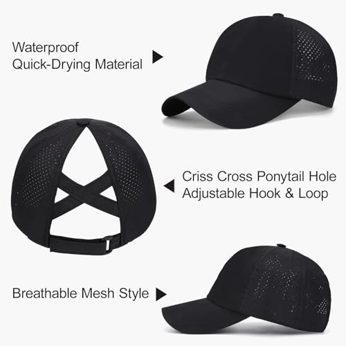 2 Pieces Criss Cross Ponytail Hats for Women Baseball Cap Summer Bun Hat Mesh Outdoor Trucker Dad Running Sports Hats