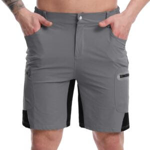 Surenow Men's Hiking Cargo Shorts Lightweight Quick-Dry Shorts Summer Outdoor Fishing Shorts Camping Travel Shorts for Men Grey