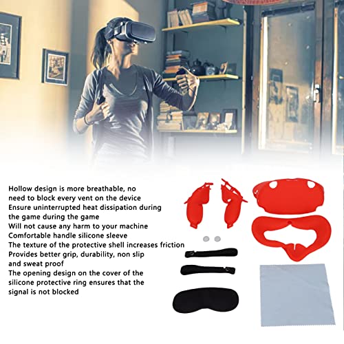 VR Glasses Cover, Hollow Design Skin Friendly VR Glasses Comfortable Anti Leakage for Oculus Quest 2(red)