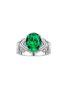 rylos rings for women sterling silver ring 12x10mm gemstone & diamonds great ring for middle or pointer finger may emerald jewelry size 11