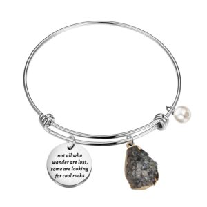 Gzrlyf Geology Bracelet Geologist Gifts Rock Lover Gifts for Women Funny Rock Collector Gifts not all who Wander are Lost9(rock bracelet)