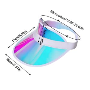 Jmkcoz 6 Pack Sun Visor Hats Cap Clear Sunhat Outdoor Sports Beach Tennis Golf Headwear for Women Men Iridescent Blue