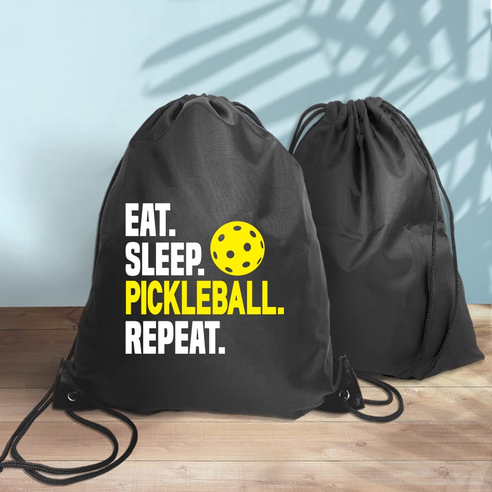 Haizct Eat Sleep Pickleball Drawstring Backpacks, Funny Pickleball Drawstring Bag for Men Women, Pickleball Sport Bag, Pickleball Player Gift, Sport Lovers Gift, Pickle Ball Accessory