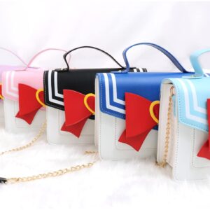 PROCOS Women's Handbags Kawaii Sailor Cosplay Pu Leather Purse Moon Bow Chain Crossbody Shoulder Bags Messenger Satchel Tote