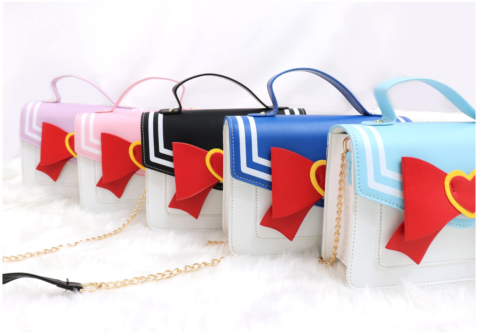 PROCOS Women's Handbags Kawaii Sailor Cosplay Pu Leather Purse Moon Bow Chain Crossbody Shoulder Bags Messenger Satchel Tote