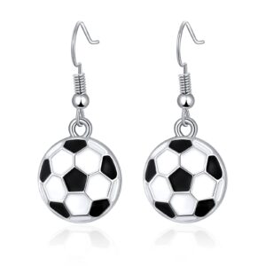 RUOFFETA Sport Ball Dangle Earrings, Football Earrings, Basketball Earrings Soccer Volleyball Baseball Earrings for Women Fan Earrings(Soccer)